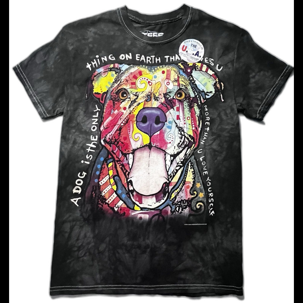 3D Tees Colorful Dog Pit Bull Charcoal Short Sleeve Inspiration T-Shirt